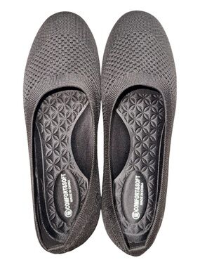 Women’s Wide Black Knit Slip-On Flats